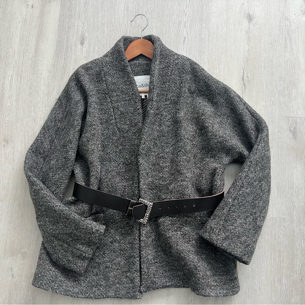 Ba&sh wool coat with leather belt